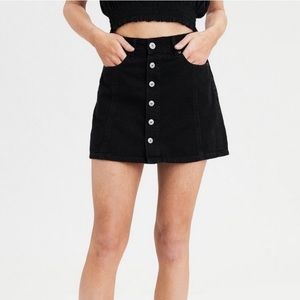 American Eagle Black High Rise A-Line Denim Skirt
